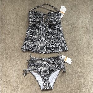 Macy's Black and White Snake Print Bikini